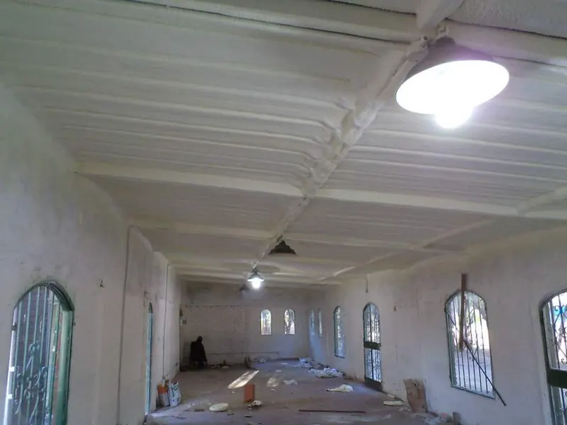 Salón con techo aislado con poliuretano en el interior